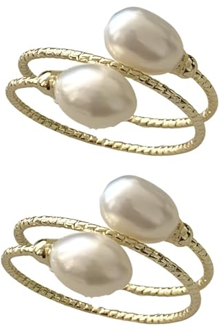 yeeplant 2 st pärlringar för kvinnor och par, silver zirkon inlagd slingrande design, justerbar öppen stil, eleganta eleganta smycken accessoarer för present och daglig användning