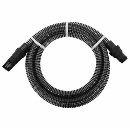 Kaloriko Tubo di aspirazione con connettori in PVC, nero, 1 pollice, 7 m, tubo da giardino, irrigazione da giardino, irrigazione del prato, adattatore