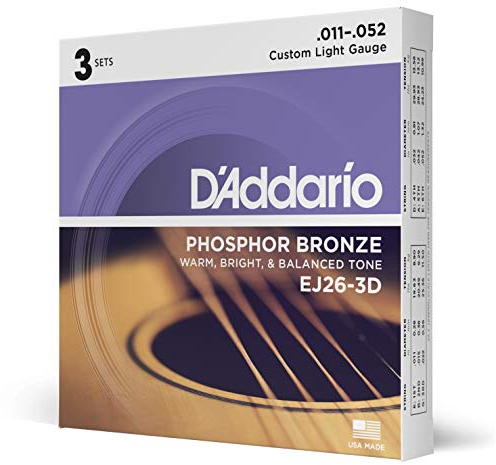D'Addario Corde Acustica EJ Phosphor BRZ RND WND, 11-52