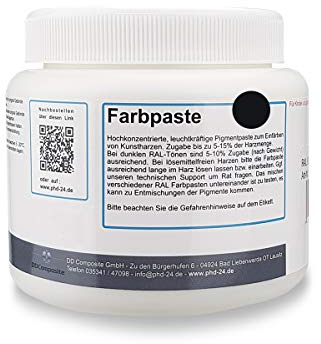 DD Composite Farbpaste 500g schwarz RAL 9005 Pigment hochkonzentriert für Kunstharze Epoxidharz Resin Polyesterharz Gießharz farbintensiv deckend