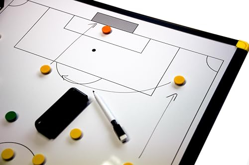 POWERSHOT Taktiktafel Fußball - 3 Verschiedene Größen zur Auswahl - Taktiboard Inkl. Magnete und Filzstift mit Schwamm (90 x 60 cm)