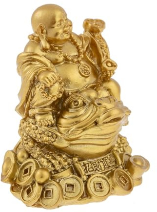 lachineuse - Statuette Bouddha Rieur de Fortune - Statue Petit Bouddha Doré 7cm - Décoration Feng Shui - Objet Déco Zen Chinoise pour Intérieur, Salon, Bureau - Idée Cadeau Chine Chance Porte Bonheur