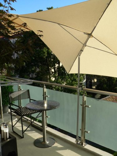 HOLLY ® - BALKON - SONNENSCHIRMHALTER - 1 x Universal Halterung 360 ° drehbar - mit Edelsthalhülse für SCHIRMSTÖCKE von Ø 2 - 33 mm - MIT GUMMISCHUTZKAPPEN zur kratzfreien BEFESTIGUNG - an runden oder eckigen Elementen für Ø bis 35 mm - INNOVATIONEN MADE in GERMANY - HOLLY PRODUKTE STABIELO ® - holly-sunshade ® .!! Bei Schirmen über 2 Meter aus Sicherheitsgründen mit 2 Stück - Halterungen sichern oder zusätzlich einen Kabelbinder verwenden- !!!
