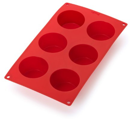 Lékué Molde Repostería muffins, silicona platino Rojo, 6 cavidades