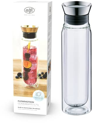 alfi 2427020075 Karaffe flowMotion, Borosilikat-Glas doppelwandig 0,75 L