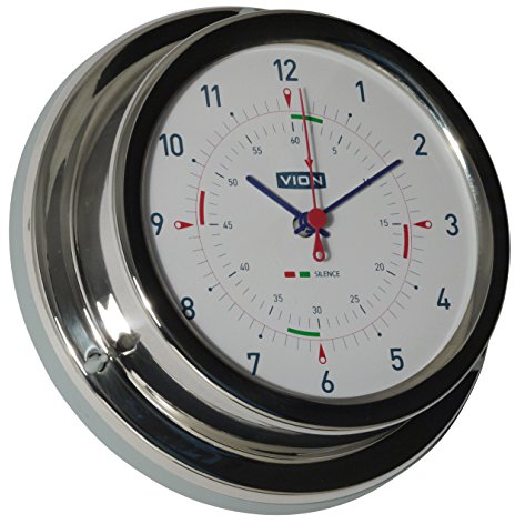 Vion Schiffsuhr Funksektoren Edelstahl poliert 129mm