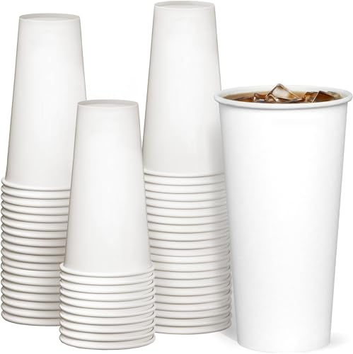 GUSTO [20 oz. - 600 ml - 100 Count Disposable White Paper Cups, Hot Coffee Cups - Eco-Friendly Hot Cups - Formerly Comfy Package