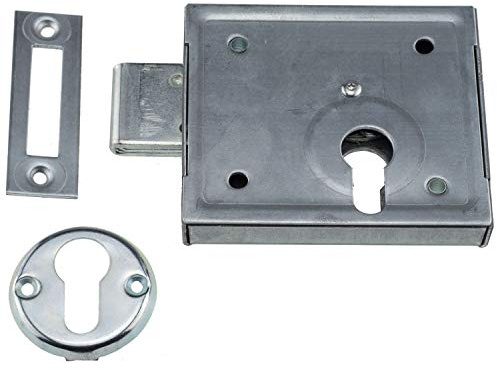 Riegelschloss 150P Dornmaß 60 Kastenmaß 100 x 87 x 16,5 mm mit 4 Befestigungslöchern zum Aufschrauben