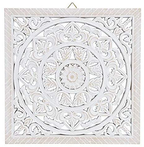 Meinposten. Wandornament Holz weiß 40 x 40 cm shabby Landhaus Ornament Holzornament Holzbild Wandbild