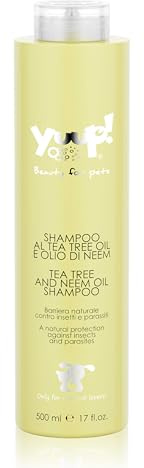 YUUP! - Tea Tree Shampoo för Hundar och Katter, 500 ml, Loppspår för Hund med Tea Tree-olja & Neem-olja: Skydd mot Fästingar, Lopp, Myggor, Myggor & Flugor