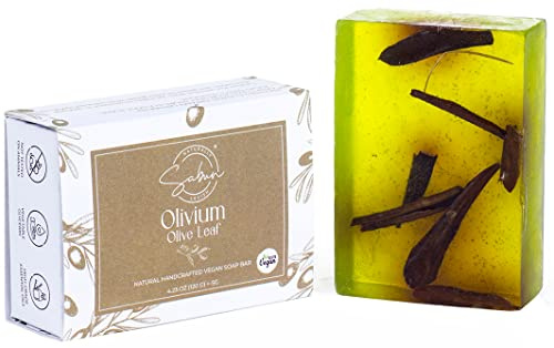 Sabun Naturally Lavish Sabun Co. Savon d'olive - Savon à l'extrait de feuille d'olivier 100 % naturel - Savon hydratant et végétalien à la glycérine - Arôme frais et propre - Barre P 1 pièce