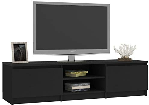 Tidyard Mueble para TV Diseño Moderno Mesa para TV de Aglomerado Negro 140x40x35,5 cm