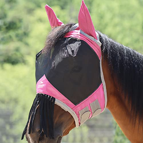 Harrison Howard Máscara de Moscas para Caballos con Orejas y Flecos nasales, Rosa Claro, Sangre Caliente (L)
