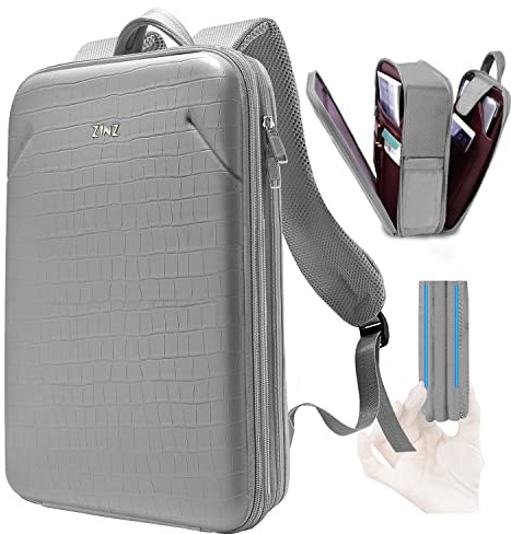 ZINZ Mochila Delgada para Computadora Portátil de 15,6 con Capacidad Variable, Mochila de Negocios Antirrobo, Mochila de Viaje Resistente al Agua con Carcasa de Cuero,G02Y01