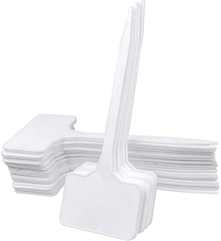 50 Stück T-Typ Pflanzenschilder 15cm Wetterfest Weiß zum Beschriften | Pflanzenstecker aus Kunststoff, Gartenschilder Wiederverwendbar, Namensschilder für Gemüse und Kräuter, 56x36mm, Etiketten