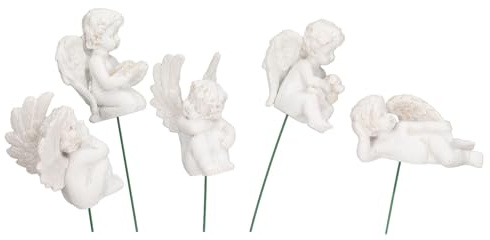 5 Stück Engel-Gedenkpfahl, niedliche weiße Figuren für Garten- und Hinterhof-Bodendekoration