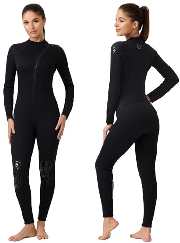 XUKER Wetsuit Women 3mm, Neoprene Wet Suits for Women in Cold Water Front Zip Full Body Long Sleeve Diving Suit for Snorkeling Surfing Swimming Kayaking Canoeing
