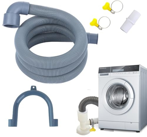 Manguera Lavadora, Tubo de DesagüE para Lavadora, Empalme Desague Lavadora, Tubo Desague Lavadora, Manguera de DesagüE para Lavadora y Lavavajillas, 3 M, Conector y Abrazaderas Incluidas