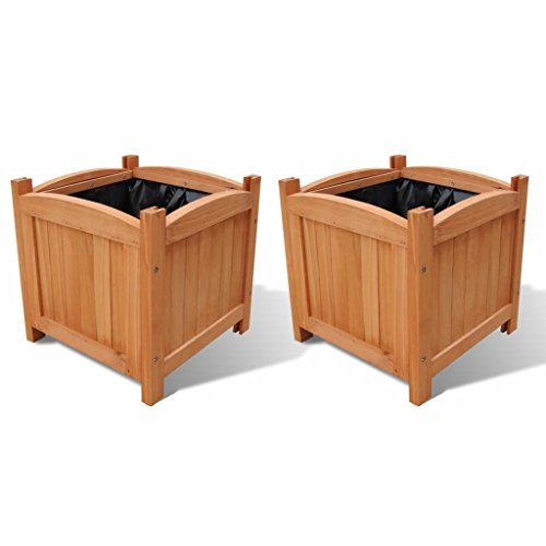 ARKEM Juego de arriates de Madera 2 Unidades 30x30x30 cm Exterior Grande Macetero Huerto Urbano Maceta Juego