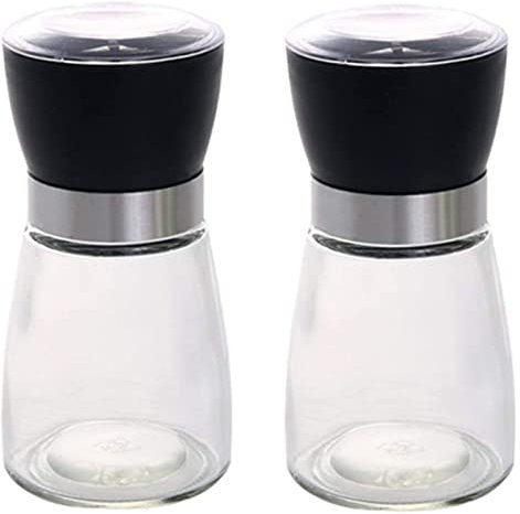 Macinapepe Macinapepe Professionale Da 2 Pezzi, Macinapepe Riutilizzabile In Vetro Per Spezie, Bottiglia Per Macinare A Mano Macinapepe Elettrico (Color : Black, Size : 13 * 6cm)