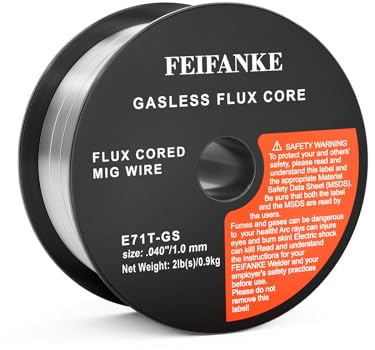 FEIFANKE Fülldraht Ohne Gas 1.0MM, 1KG - E71T-GS Universal Schweißdraht MIG MAG Drahtrolle D100 für Schweißgerät, 1 Rollen