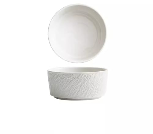 KOHARA Saladiers 4 PCS Bols de Riz en Céramique, Petit Bol de Ménage, Bol à Soupe de Style Chinois, Bol de Nouilles Épaissi, Bol à Soupe Blanc Noir Bols à Soupe de Cuisine (