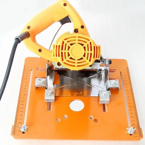 DAZZLEEX Guía de sierra circular, placa base ajustable, máquina de corte de baquelita, asiento de sierra, accesorios de banco para carpintería (grande, 25 x 28 cm)