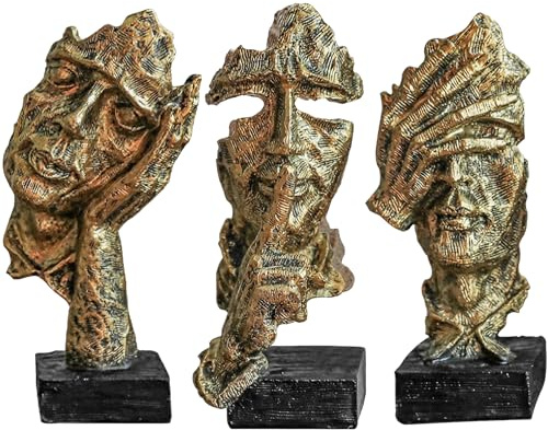 XYQXYQ 3 Stück Denker,3 Sets von Abstrakten Kunstskulpturen mit Dekorationsfiguren, Moderne Heimdekoration, Schreibtischdekoration, Moderne Dekorationsfiguren, Regaldekoration