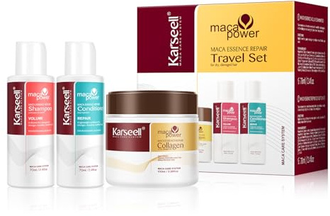 Karseell Travel Shampoo and Conditioner Set With Collagen Hair Mask, 3 Piece Carry On Vacation Kit, 70 mL 70 mL 100 mL
