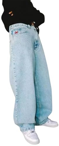 ORANDESIGNE Baggy Jeans Uomo Pantaloni Baggy Pantaloni Denim Vintage Casual Hip Hop Y2K Jeans Gamba Larga Straight Pantaloni Harajuku Ragazzo Pantaloni Casual Streetwear
