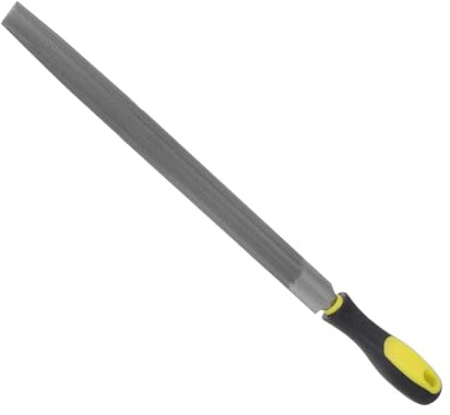 CoCud Metal Half-Round File, 12 Blade Length, High Carbon Hardened Steel Cut Mill Hand Rasp with Non-Slip Handle Yellow - (Applications: for Wood, Metal, Plastic)