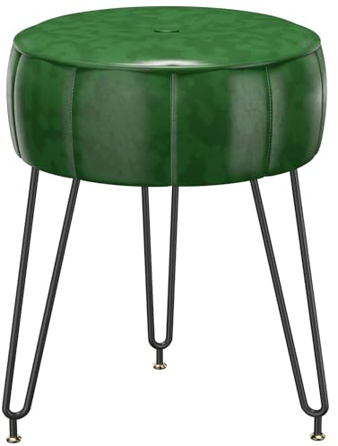YMYNY Schminkhocker Stuhl, Hocker im Kürbisstil, Pouf Couch Hocker, Moderner Multifunktionaler Make-up-Hocker für Schlafzimmer, Wohnzimmer 32 x 32 x 44CM Grün HBD036GR