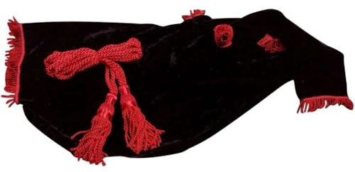 Custodia per cornamusa scozzese Highland, in velluto nero con frange rosse, 76,2 x 30,5 cm