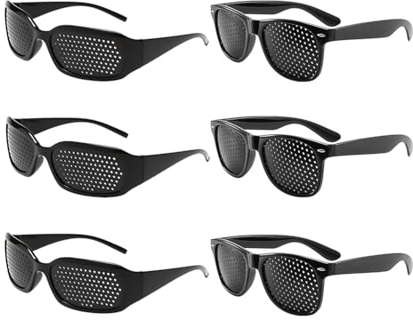 NXPWRC 6 Pieces Of Pinhole Glasses, Eye Training Glasses, Anti-Fatigue Glasses, Relaxing Eyes, Creative Design Glasses, Mesh Glasses