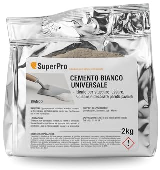 Paluplus 2 kg di Cemento Universale BIANCO, Riparazioni e Fissaggi su Calcestruzzo e Intonaci, Ideale per Stuccare e Sigillare, 1CF x 2Kg -2B01F