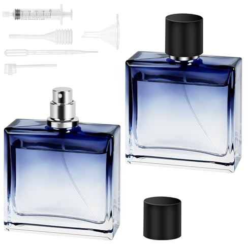 LOPHE 2PCS Flacon Pulvérisateur De Parfum Vide - Vaporisateur Rechargeable Portable Pour Voyage, Atomiseur Réutilisable, Dégradé Bleu, 100 ML
