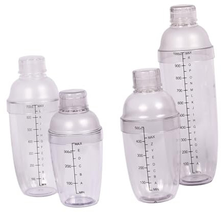 VERDANVERSE 4piezas Coctelera De Plástico Con Escala De Mezclador De Bebidas Para Bar y Hogar Incluye Herramienta De Coctel y Vino