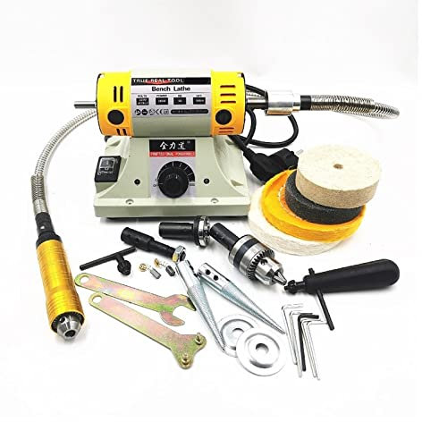 KENBT 350W Lucidatrice Fai da Te Lavorazione del Legno Giada Gioielli da Banco Tornio Rettifica Motore Albero Flessibile Tubo 0.4-6.5mm,Strumenti Professionali