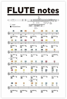 OVUQF Flötendiagramm, Querflöte, Poster, Leinwand, Poster, Wandkunstdruck, Bild, Gemälde, 40 x 60 cm