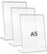 drb derabo Expositor metacrilato transparente a5, pack 3 unidades, soporte sobremesa para carteles A5, porta menú, porta precios, porta fotos, porta anuncios, display acrílico, expositor vertical A5
