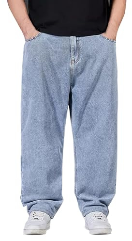 Herrjeans överstorlek jeansbyxor breda ben raka arbetsbyxor överdimensionerade stretch cargobyxor säckiga jeansbyxor hög midja denim fritidsbyxor basic tvättade sommarbyxor sommar sommarjeans