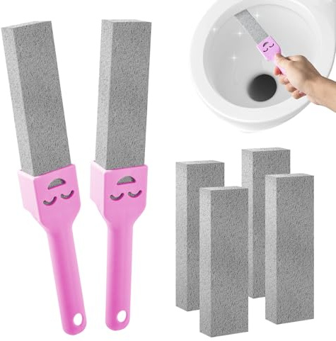 6 Pack Pumice Stone For Toilet With 2 Handles, Pumice Stone For Cleaning Hard Water Rings, Bathroom, Pool, Limescale Remover