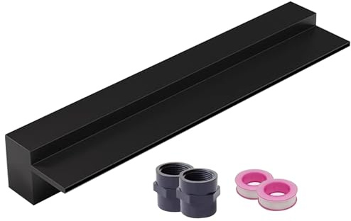 Pond Waterfall Spillway Kit with Pipe Connector, Outdoor Garden Patio Swimming Pool Water Feature Decor Waterfall Outlet Device, Wall Embedded Waterfall Box Grate, Custom Width(Black,Outlet Wide 11.8i