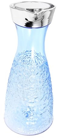 Pichet de Boissons 1000ml en PC Bleu, Texture Diamant, Résistant à Chaleur | Grosse Contenance, Prise en Main Facile, pour Pique-niques et Fêtes au Bord Piscine