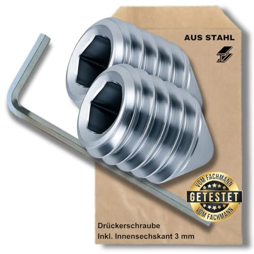 Präzisions Drückerschraube M6 × 8 mm – Madenschraube aus Stahl – Befestigungsschraube für Türdrücker & Beschläge (Set 2 Stück inkl. Innensechskantschlüssel)