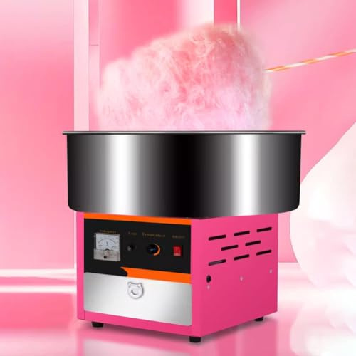 1000W kommersiell sockervaddsmaskin med 20-tums skål i rostfritt stål, förvaringslåda och sked, professionell sockervaddsmaskin (Pink)