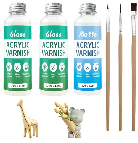3x120ml Glasur für Lufttrocknenden Ton,Ultra Glanz und Mattes Finish Keramikglasur,Glasur für Ton Lufttrocknend,Wasserdichter Kratzfester Glanzlack Von Kratzern,Verschleiß,Rissen,Air Dry Clay,Keramik