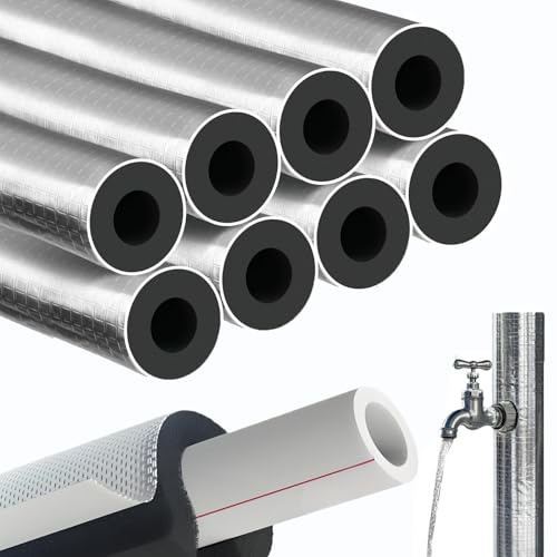 Selbstklebender Isolierschlauch aus Aluminiumfolie für Solarthermie Rohre, UV-Beständig und Witterungsbeständig, Effizienter Wärmeerhaltung, Flexible für Außen(48mm*30mm*95cm)