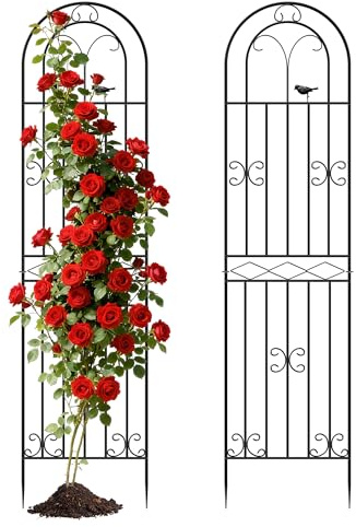 ARIFARO Metall-Gartengitter, 200cm H x 50cm B, 2er-Pack | Dekorative Pflanzgitter für den Innen- und Außenbereich, für Kletterpflanzen, Topfpflanzen und Kletterpflanzen, Vogelmuster