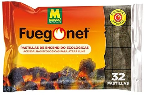 Pastillas de Encendido ECOLÓGICAS para Chimeneas, Estufas y Barbacoas 32 Pastillas RÁPIDO Encendido | 100% Naturales con Aceite Vegetal y Madera | Sin Olor, Sin Humo y Ecológicas | Nexum Market